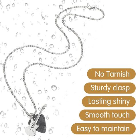 Guitar Pick Necklace for Women Men Silver Stainless Steel Music Pendant Necklace with Chain Y2K Grunge Punk Dangle Choker for Music Lovers Unique Gift for Musician Guitarist Birthday Retirement in Saudi Arabia