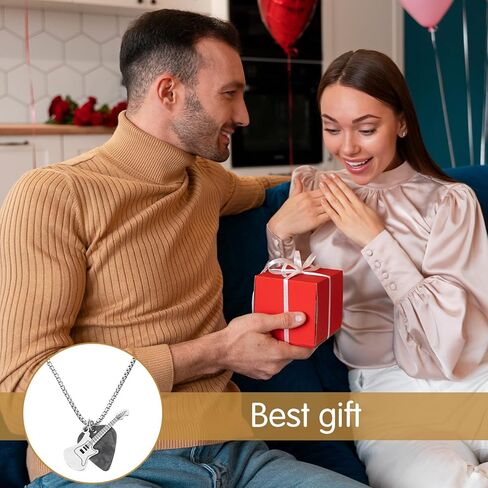 Guitar Pick Necklace for Women Men Silver Stainless Steel Music Pendant Necklace with Chain Y2K Grunge Punk Dangle Choker for Music Lovers Unique Gift for Musician Guitarist Birthday Retirement in Saudi Arabia