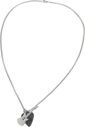 Guitar Pick Necklace for Women Men Silver Stainless Steel Music Pendant Necklace with Chain Y2K Grunge Punk Dangle Choker for Music Lovers Unique Gift for Musician Guitarist Birthday Retirement in Saudi Arabia