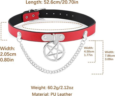 Pentagram Chain PU Leather Collar For Women Gothic Punk Dark Style Decorative Pendant in Saudi Arabia