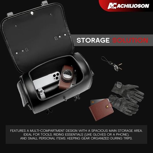 16L Motorcycle Tool Bag with Combination Lock 3D Skull Embossed PU Leather Saddlebag, Universal Waterproof Black Motorcycle Side Bags Storage Pouch for Most Motorcycles in Saudi Arabia