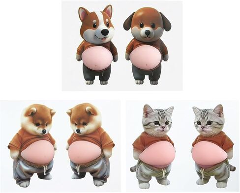 Companion Pet Belly Door Bumper Sticker - 6-Pack Set of Cat, Shiba Inu, and Illustrative Dog Designs for Personality Wall and Door Protection in Kuwait