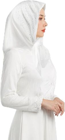 IPENNY Rhinestone Hijab for Women - Soft Stretch Muslim Headscarf with Sparkle, Lightweight Fashion Scarf for Daily Wedding in Saudi Arabia