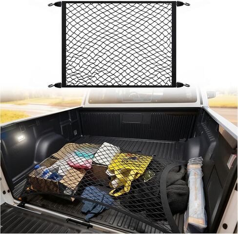 Highly Elastic Cargo Nets for SUV with 4 Hooks,32"x24" Stretch to 63"x47" Truck Cargo Net as Trunk Organizer,Heavy-Duty Truck Bed Cargoes Net for Secure Load Retention in Kuwait
