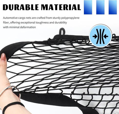 Highly Elastic Cargo Nets for SUV with 4 Hooks,32"x24" Stretch to 63"x47" Truck Cargo Net as Trunk Organizer,Heavy-Duty Truck Bed Cargoes Net for Secure Load Retention in Kuwait
