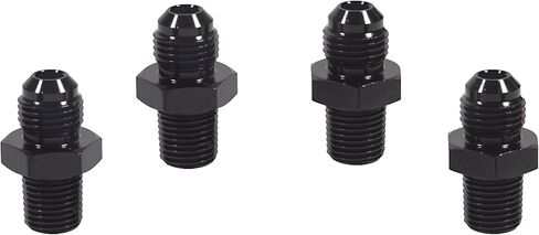 6AN Male Flare to 1/4"Npt,Thread Size of 6AN Is 9/16-18 Unf,Pipe Fitting Adapter Work for Widely Used In FuelSystems, Cooling Systems, Power Steering Systems, Etc Aluminum Straight Black 2PCS. in Saudi Arabia