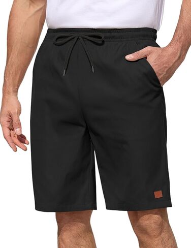 Vssjavun Mens Casual Shorts Elastic Waist Drawstring 9'' Relaxed Fit Summer Beach Hiking Shorts with Pockets in Kuwait