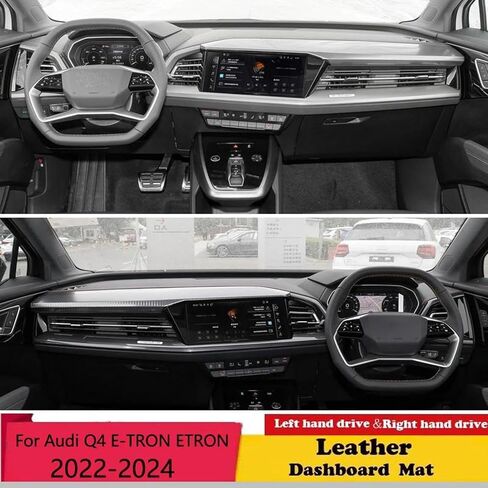 SPANN Leather Car Dashmat Dashboard Cover Pad Dash Mat Carpet,Fit for Audi Q4 E-TRON Etron 2022 2023 2024 Electric EV Accessories in Kuwait
