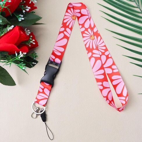 Breakaway Pink Daisy Teacher Lanyard for Keys Keychain,with Quick Release Buckle and Metal Keyring,Cute Neck Polyester Cell Phone Strap,Great Gift for Women,Teachers,Students,Staff in Saudi Arabia