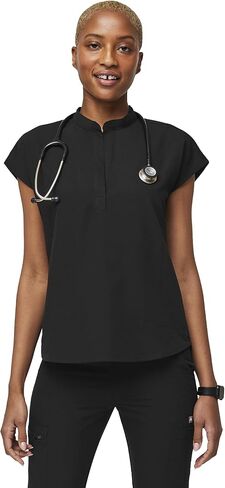 FIGS Rafaela Oversized Scrub Top for Women — Black, M in Kuwait