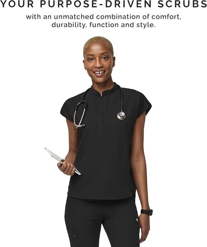 FIGS Rafaela Oversized Scrub Top for Women — Black, M in Kuwait