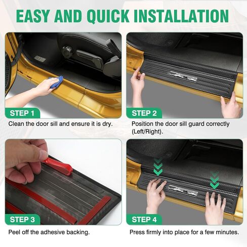 واقيات عتبة الباب من HOCHO تناسب 2018-2025 Jeep Wrangler JL و2020-2025 Jeep Gladiator Accessories، 304 من الفولاذ المقاوم للصدأ من ألياف الكربون وواقي عتبة الباب بتغطية كاملة in Kuwait