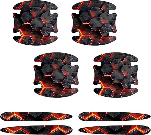 8 PCS Car Door Handle Protector Stickers, Carbon Fiber Automotive Bowl Decals, Vehicle Exterior Handle Scratch Guard Decor, Universal for Most Cars (Style 5) in Saudi Arabia