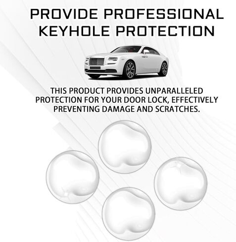4PCS Car Door Keyhole Lock Stickers, Anti-Blocking Car Door Lock Screw Protector Cover, Universal Car Decoration Accessories Car Door Hole Cover Fits Car Truck SUV (Transparent) in Kuwait
