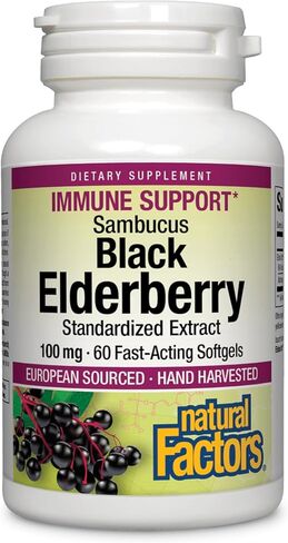 Natural Factors Black Elderberry, 100 mg, 120 Fast-Acting Softgels in Kuwait
