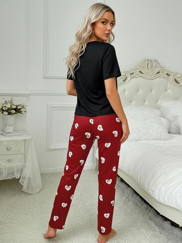 Pajama Set for Women, 2 Piece Lounge Set Short Sleeve Tops and Shorts, Matching Pajamas Dog Soft Graphic Sleepwear in Saudi Arabia