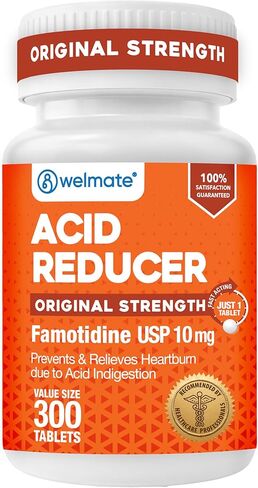 WELMATE - مخفض حمض فاموتيدين، 10 ملغ - القوة الأصلية - تخفيف حرقة المعدة - عسر الهضم الحمضي - تخفيف المعدة - يعمل في 15 دقيقة - دواء عام - حجم القيمة - 300 قرص in Kuwait
