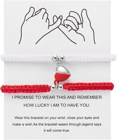2pcs Couple Bracelet Set Handmade Knitting Personalized Couple Bracele Love Mutual Attraction Matching Long Distance Relationship Gifts for Boyfriend and Girlfriend Valentine Christmas Gift in Saudi Arabia