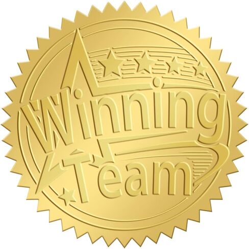 CRASPIRE 2 Inch Envelope Seals Stickers Winning Team 100pcs Embossed Foil Seals Adhesive Gold Foil Seals Stickers Label for Envelopes Diplomas Certificates Awards Graduation in Saudi Arabia