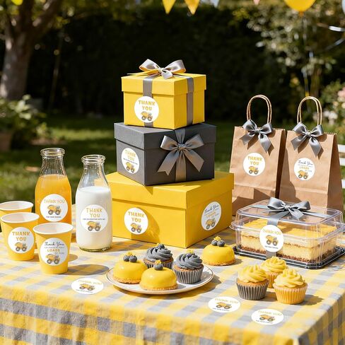 120PCS Construction Truck Thank You Stickers Dump Truck Engineering Vehicles Gifts Stickers for Construction Truck Theme Birthday Baby Shower Party Favors Supplies Envelope Seals & Goodie Bags in Kuwait