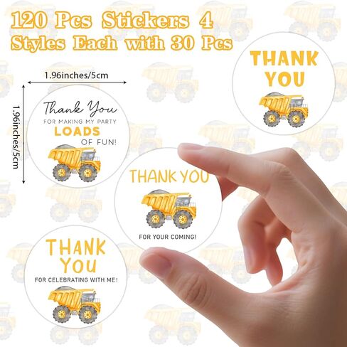 120PCS Construction Truck Thank You Stickers Dump Truck Engineering Vehicles Gifts Stickers for Construction Truck Theme Birthday Baby Shower Party Favors Supplies Envelope Seals & Goodie Bags in Kuwait