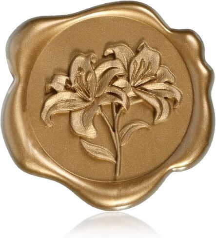 50Pcs Lily Wax Seal Stickers, Self-Adhesive Wedding Invitation Envelope Seal Stickers, Perfect for Invitation, Christmas, Gift Wrapping, Scrapbooking (Gold) in Saudi Arabia