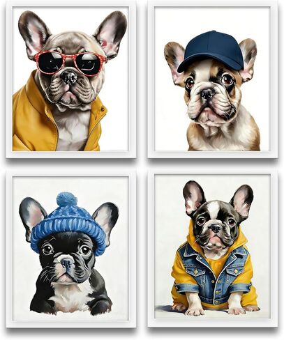 XUNLURY Trendy Retro Cat Wall Art Prints Unframed Set of 4, Funny Fashion Pink Sunglasses Cat Kitten Artwork Wall Pictures for Girls Room Dorm Apartment Home, 8x10 in Saudi Arabia
