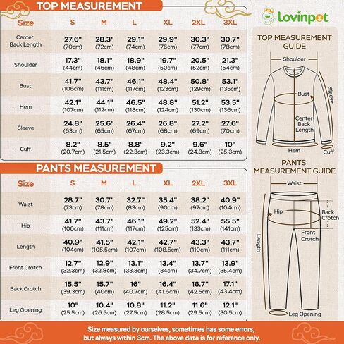 LovinPet Pajamas Set Long Sleeve Sleepwear for Women and Men, Soft Pull-On PJ Loungewear with Pockets, Matching Dog and Owner Pajamas, Dinosaur Print, Orange, 3XL in Saudi Arabia