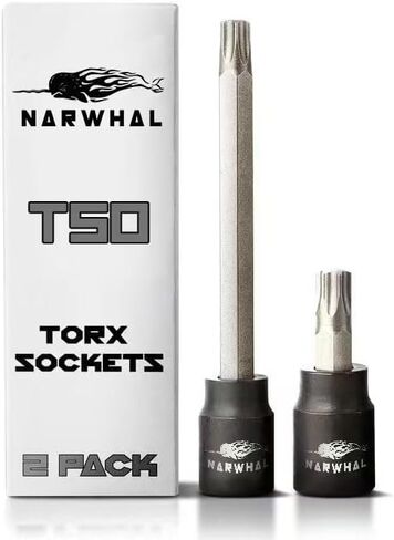 T50 Torx Bit Socket - 3/8 Drive - 2 Pack Includes 3.5" Long & Short 2" Bit - Industrial Grade S2 Alloy Steel in Kuwait