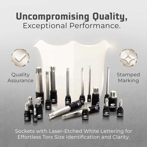 T50 Torx Bit Socket - 3/8 Drive - 2 Pack Includes 3.5" Long & Short 2" Bit - Industrial Grade S2 Alloy Steel in Kuwait