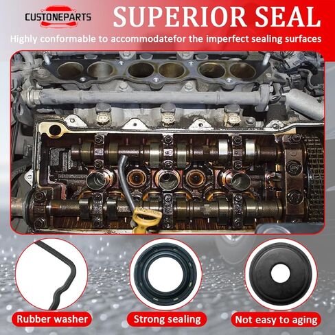 Valve Cover Gasket Set with Spark Plug Tube Seals FIT 1995-2004 Toyota Tacoma 4Runner Tundra T100 3.4L V6 5VZ-FE, NBR Rubber Replaces VS50422R VC203 (Excluding Semi-circular Plugs) - 1 Set in Kuwait