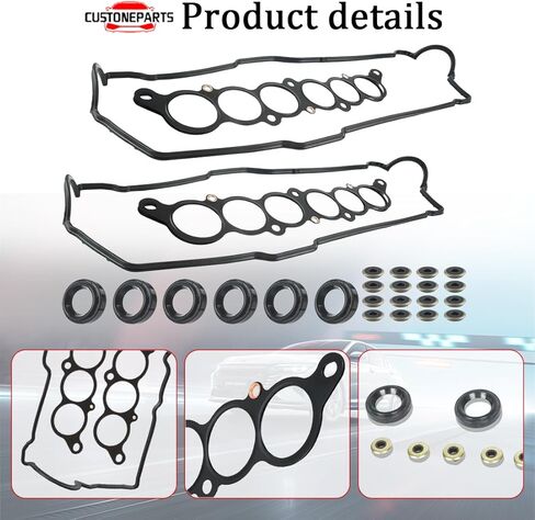 Valve Cover Gasket Set with Spark Plug Tube Seals FIT 1995-2004 Toyota Tacoma 4Runner Tundra T100 3.4L V6 5VZ-FE, NBR Rubber Replaces VS50422R VC203 (Excluding Semi-circular Plugs) - 1 Set in Kuwait
