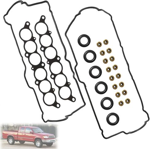 Valve Cover Gasket Set with Spark Plug Tube Seals FIT 1995-2004 Toyota Tacoma 4Runner Tundra T100 3.4L V6 5VZ-FE, NBR Rubber Replaces VS50422R VC203 (Excluding Semi-circular Plugs) - 1 Set in Kuwait