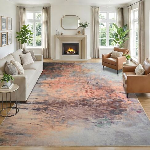 Modern Abstract 5x7 Area Rugs for Living Room Bedroom Rug with Non Slip Backing Large Washable Soft Low Pile Stain Resistant Throw Carpet for Dining Room, College Dorm, Home Office,Blue Green in Kuwait