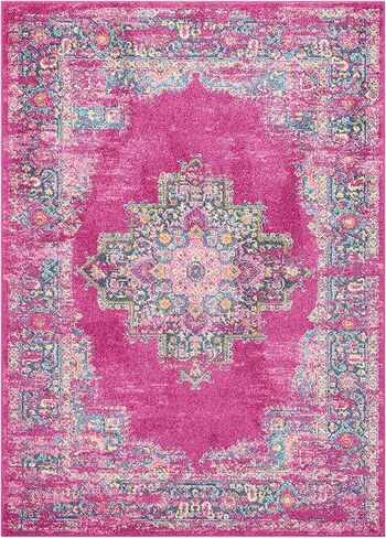 سجادة Nourison Home Passion Fuchsia مقاس 3'9" x 5'9" - سهلة التنظيف، غير قابلة للتساقط، غرفة النوم، غرفة المعيشة، غرفة الطعام، المطبخ (4' x 6') in Saudi Arabia