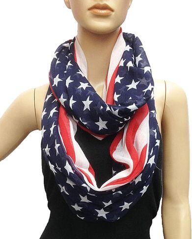 NYFASHION101 Patriotic Additional Stars USA Flag Loop Infinity Scarf NS1437Y in Saudi Arabia