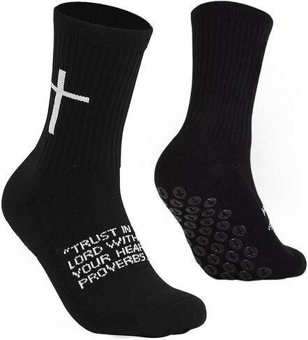 2 Pairs Christian Cross Socks High Grip Training Athletic Socks for Running Gym Yoga Fitness and Daily Wear in Saudi Arabia