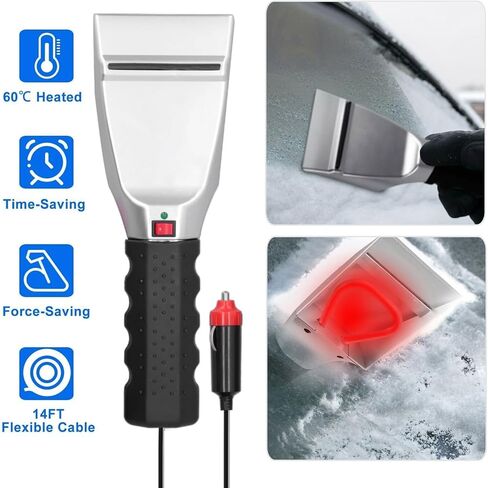 12V Auto Heated Snow Shovel, Electric Heated Ice Scraper for Car, Snow Removal Shovel Windshield Glass Defrost, Ice Miracle Window Scraper in Saudi Arabia