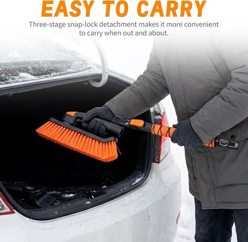 2-in-1 Snow Brush for Car with Ice Scraper Extendable & Removable 360° Pivoting Brush Head, EVA Foam Grip for SUV, Trucks, Auto in Saudi Arabia