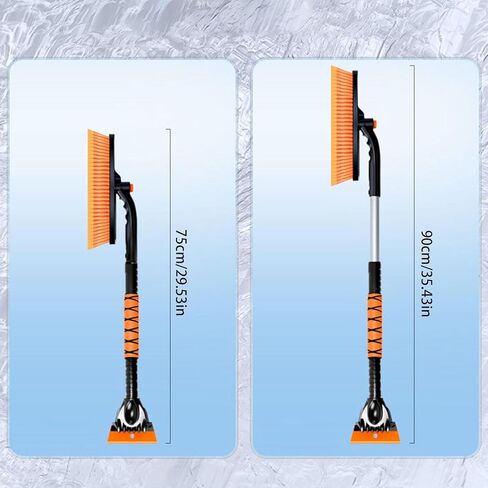 2-in-1 Snow Brush for Car with Ice Scraper Extendable & Removable 360° Pivoting Brush Head, EVA Foam Grip for SUV, Trucks, Auto in Saudi Arabia