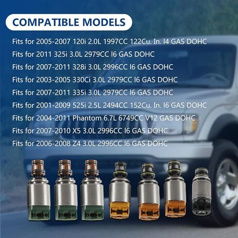 6HP19 6HP26 ملفات لولبية ناقل الحركة 7 قطع تناسب 2003-2005 330Ci 3.0L، تناسب 2004-2011 فانتوم 6.7L، استبدل OE 6HP19 6HP26 (الأجزاء المجددة) in Saudi Arabia