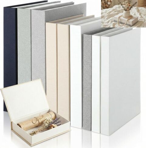 Novabright 9 Pcs Faux Decorative Book Box Set for Home Decor Linen Fake Book Storage Box with Hidden Storage Magnetic Aesthetic Decor for Modern Coffee Tables Bookshelves in Kuwait