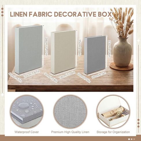 Novabright 9 Pcs Faux Decorative Book Box Set for Home Decor Linen Fake Book Storage Box with Hidden Storage Magnetic Aesthetic Decor for Modern Coffee Tables Bookshelves in Kuwait