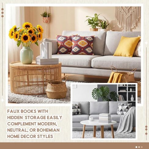 Novabright 9 Pcs Faux Decorative Book Box Set for Home Decor Linen Fake Book Storage Box with Hidden Storage Magnetic Aesthetic Decor for Modern Coffee Tables Bookshelves in Kuwait