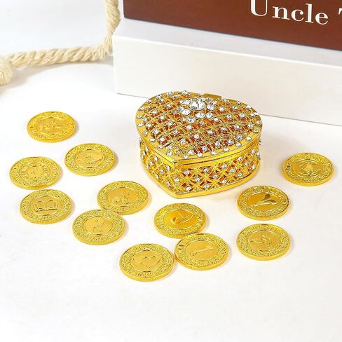 TINGKU Spanish Wedding Arras – Arras para Boda Católica، Arras de Boda Cristiana con 13 Monedas، عملات الزفاف المسيحية، Decoración para Bodas، صندوق جلدي-عملات ذهبية HB in Saudi Arabia