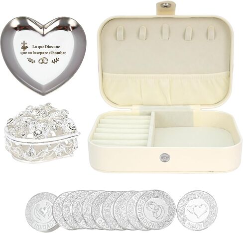 TINGKU Spanish Wedding Arras – Arras para Boda Católica، Arras de Boda Cristiana con 13 Monedas، عملات الزفاف المسيحية، Decoración para Bodas، صندوق جلدي-عملات ذهبية HB in Saudi Arabia