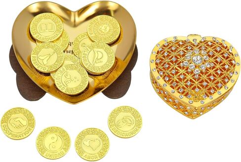 TINGKU Spanish Wedding Arras – Arras para Boda Católica، Arras de Boda Cristiana con 13 Monedas، عملات الزفاف المسيحية، Decoración para Bodas، صندوق جلدي-عملات ذهبية HB in Saudi Arabia