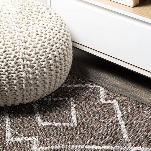 JONATHAN Y Tribal Diamond Trellis Indoor Outdoor Runner Rug 2X10 Brown/Beige, Carwa for Backyard, Patio, Porch, Easy-Cleaning, High Traffic, Pet-Friendly, Non-Shedding (SMB128B-210) in Saudi Arabia
