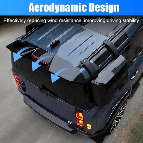 جناح سبويلر للشفاه الخلفي متوافق مع Land Rover Defender 90 110 130 2025 2024 2023 2022 2021 2020، ملحقات غطاء الذيل الأسود اللامع in Saudi Arabia