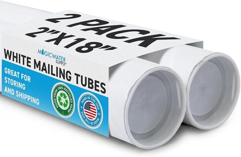 MagicWater Supply Mailing Tube 2 in x 18 in White - 6 Pack - for Shipping and Storage of Posters, Arts, Crafts, and Documents in Kuwait